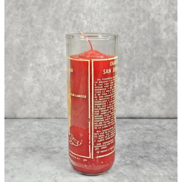 Prayer to Saint Undoer San Deshacedor 8.5" Red Glass Candle Botanica Shamanic - Picture 8 of 10